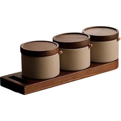 Japonais type ceramic spice pot clay rangement condiments containers pour sel poivre chili poudre ideal 3 pièces (1/5)