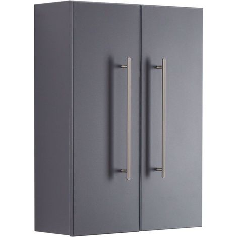 Bad-Hängeschrank LIBERTA-02 Badezimmerschrank in anthrazit seidenglanz B/H/T ca. 53/70/20cm (1/4)