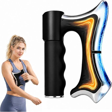 Pistolet De Massage Chauffant, Massage Gun Électrique Musculaire Et Outil Grattoir Gua Sha À Écran LED, Pistolet Massage Musculaire À 3 Vitesses Pour Relaxation, Noir (1/5)