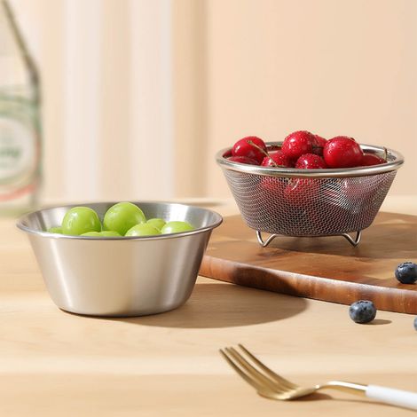 Mini-Becken aus Edelstahl 304 zum Waschen von Reis und Gemüse, Abtropfschale, Obstkorb, Schüsseln und Becken zur Zubereitung von Speisen (1/5)