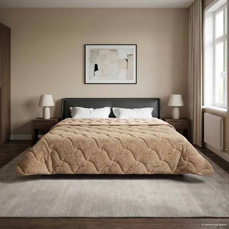 Teenpull – Winterbettdecke Taupe 200 x 200 cm Mikrofaser und Teddy-Fleece (1/5)