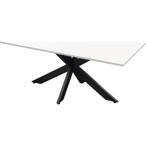 Esstisch GWEN – 180 x 90 cm – Weiß lackiert und Metall