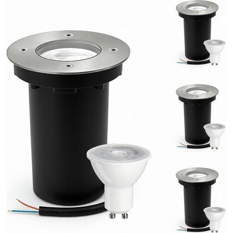 4 Pack Spot Encastrable,IP67 étanche,Acier Inoxydable 304,LED GU10 5W,Jardin Allées (1/5)