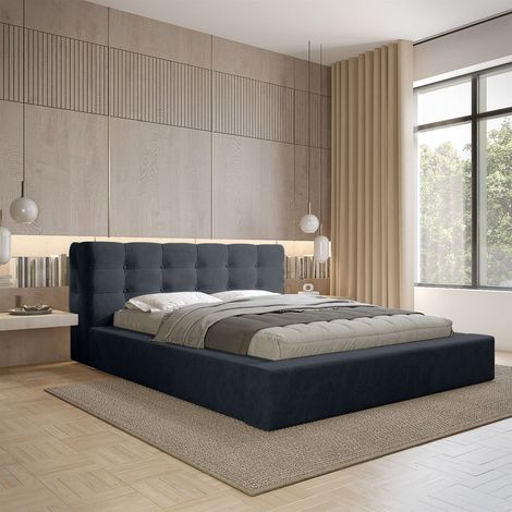 Polsterbett Doppelbett ANTONIO 180x200cm in Stoff Ditra Blau (1/5)