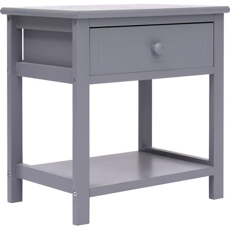 vidaXL Mesitas de noche 2 unidades madera de Paulownia gris 40x29x42cm (1/2)