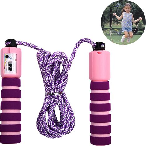 Corde à sauter anti-nœuds avec câble à roulement à billes, réglable pour le fitness et l'entraînement, avec poignées en mousse à mémoire de forme pour hommes, femmes et enfants. (1/5)
