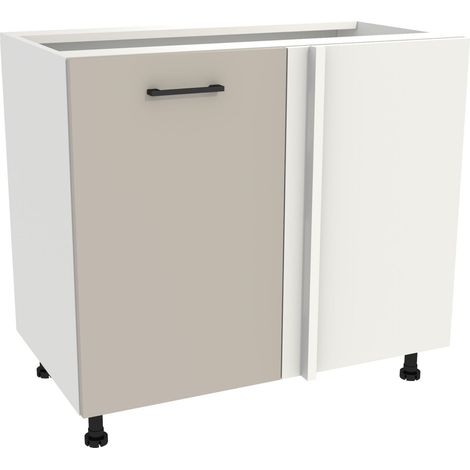 Unterer Eckküchenschrank 105 Capri Korpus weiß Front Kaschmir matt (1/3)