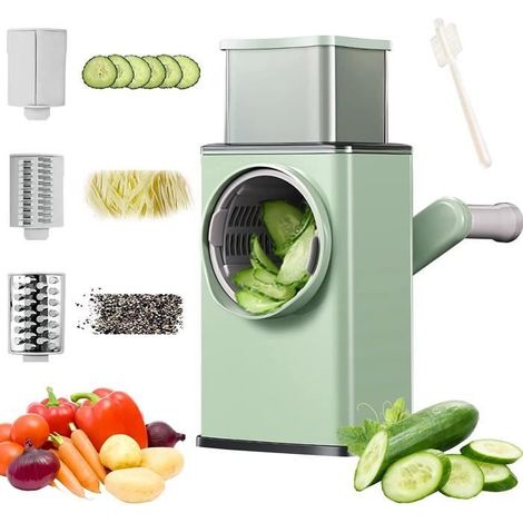 Coupe-légumes manuel 3 Lames Trancheuse multifonction en Acier inox. mandoline ronde râpe à fromage/pommes de terre (1/4)