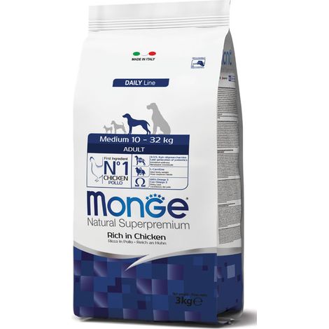 Monge Medium Puppy & Junior Croquettes pour chien 12 kg 100 % naturel (1/2)