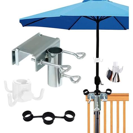 Pied de Parasol Balcon,Support Parasol Balcon,Porte Parasol Balcon,Support Parasol Balustrade,Support Parasol Table,Fixation Parasol Balustrade,Ajustement Maximal 5 cm (1/5)