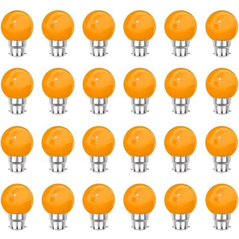 Lot de 24 ampoules LED Orange B22 Incassables - Guirlandes guinguette - Culot baïonnette