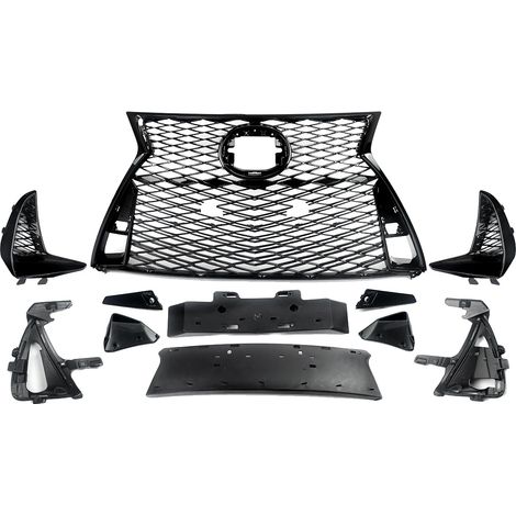 Grille de pare-chocs avant, design en nid d'abeille, remplacement direct, Noir Brillant (1/2)