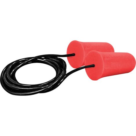 Bouchons d'oreille anti-bruit jetables avec cordelette PIP Méga Flare SNR 38 dB Rouge Unique