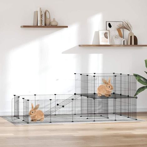 Cage pour animaux de compagnie 36 pièces avec porte, noire, 35 x 35 cm