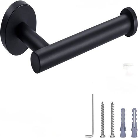 Porte-Papier Toilette - Noir - Acier Inoxydable 304 - Fixation Murale - 16.3 cm - Design Élégant