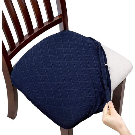 (Dunkelblau, 1) Jacquard-Stretch-Stuhlbezug mit Prägung, Sitzbezug C (1/5)