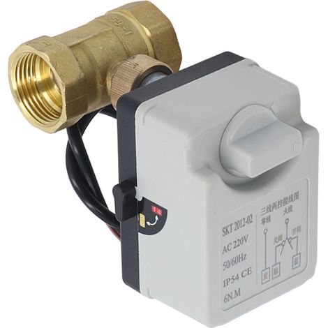 Vanne à bille motorisée 3 fils, commande 2 points, 1 position, 2 voies, automatique/manuelle, DN25, 220 V CA (1/5)