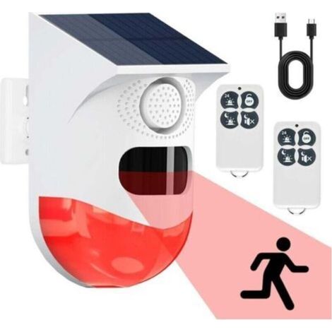 Detecteur de Mouvement Solaire, Détecteur de Mouvement Exterieur, Detecteur de Presence Infrarouge sans Fil, Son 120dB et Étanche Ip67, Alarme Maison sans Fil pour Garage (1/4)