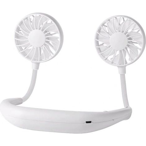 Nuevo ventilador de cuello silencioso recargable por USB para estudiantes, portátil y compacto, ideal para pequeños regalos, color blanco clásico.