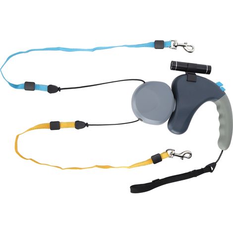 Doppelleine für Haustiere, Doppelleine für Hunde mit LED-Licht (grau) (1/5)