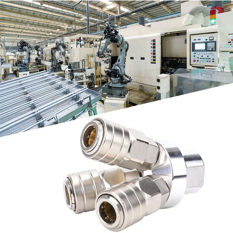 Raccord rapide 3 voies, composant pneumatique en acier inoxydable plaqué nickel perlé, filetage G1/4 po (1/5)
