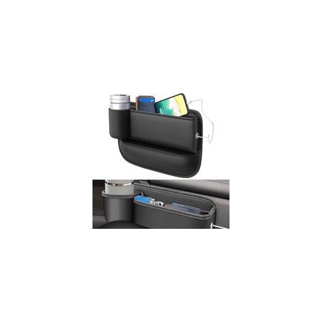 Organisateur Voiture, Noir Universel Organisateur Siege Voiture, Avec Support de Verre Stockage éCart Siège Voiture (Siège Conducteur Principal) (1/5)