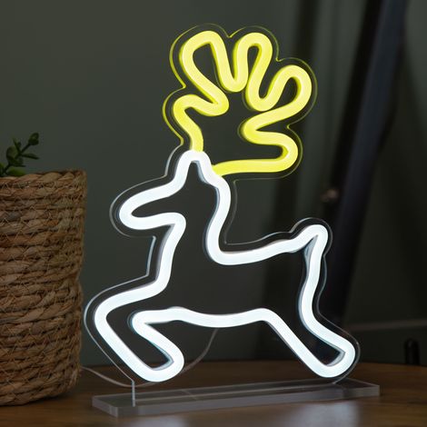 25cm Light up Christmas Reindeer Table Top Neon Sign (1/5)