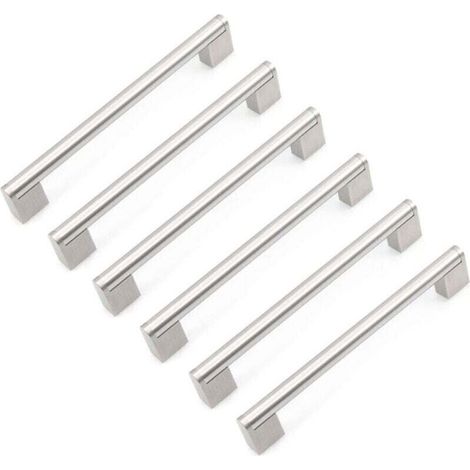 Poignées de tiroir européennes modernes - Entraxe de 192 mm - Idéales pour les armoires et meubles de cuisine - Brossées - Lot de 6 (1/4)