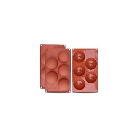 Set di 3 stampi emisferici in silicone extra large a 5 vie per preparare torte al cioccolato, gelatine, cupole e mousse - Fei Yu - Crezuo (1/4)