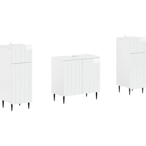 Ensemble de 2 meubles de salle de bain ZWOLLE Blanc brillant vidaXL (1/5)