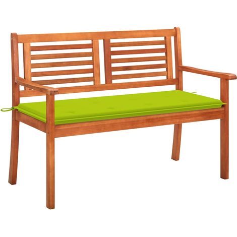vidaXL Banco de jardín 2 plazas madera maciza eucalipto y cojín 120 cm (1/5)
