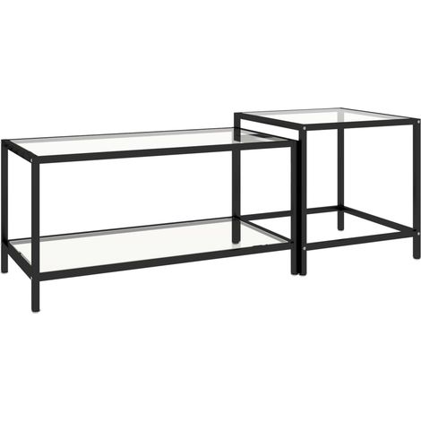 vidaXL 2er Set Tischchen aus Gehärtetem Glas Transparent