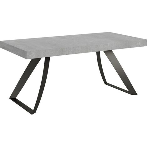 Table extensible design 8 à 20 personnes gris et pieds métal incurvés anthracite L 180 à 440 cm Volta (1/5)