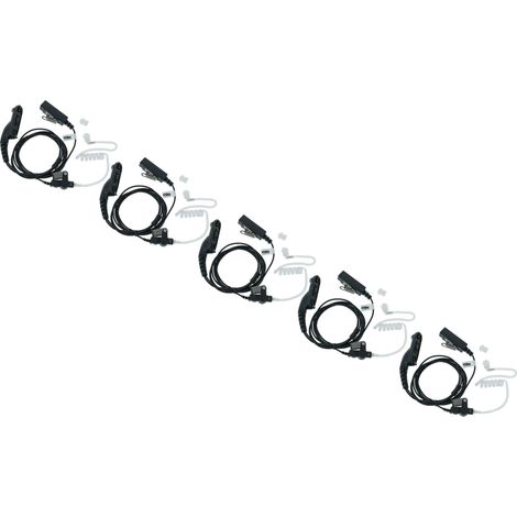 vhbw 5x Headset earpiece compatible with Motorola XPR 6100, XPR 6300, XPR 6350, XPR 6380 Radio Walkie Talkie + PTT Microphone, acoustic tube