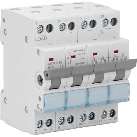 GARRYFIZH Sectionneur de transfert manuel double alimentation 4P 63A - Interrupteur de basculement pour secours électrique (rail DIN) (1/5)