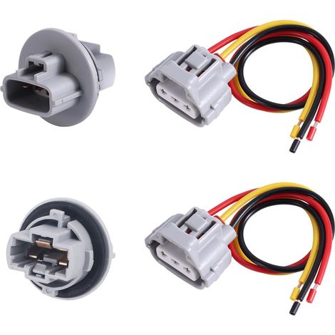 2pcs Douille Feu Clignotant Avant avec 2pcs Faisceau Câbles Connecteur 3 Broches, Remplacement OEM Cuivre Pur 90075-60060 et 90980-11020, Compatible avec Divers Modèles Véhicules Toyota (Gris) (1/5)