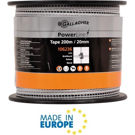 Nastro PowerLine 20 mm Bianco L.200 m GALLAGHER per Recinzioni Elettriche (1/2)