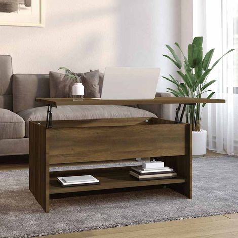 vidaXL Mesa de centro madera contrachapada roble marrón 80x50x40 cm (1/5)