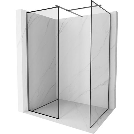 Mexen Kioto Duschwand Walk-in 90 x 80 cm, schwarzes Muster, Gun Metal - 800-090-202-95-70-080