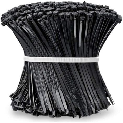 Pair Lot de 500 attaches de câble en nylon noires, largeur 2,5 mm, longueur 150 mm, serre-câbles standards (1/5)