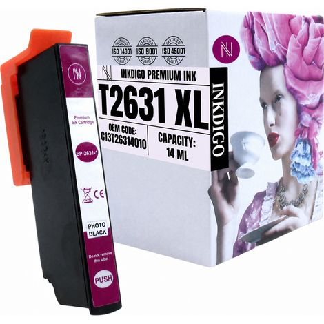 Inkdigo T2631 Tinte kompatibel mit Epson Expression Premium XP-510 und XP-620, TÜV-zertifiziert (1/5)