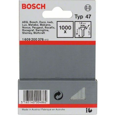 Bosch Accessories 1609200376 Tackernägel Typ 47 Produktabmessung, Länge 16 mm 1000 St.