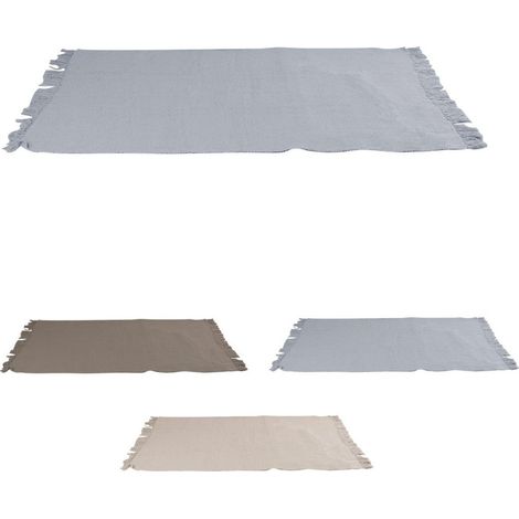 JARDIN202 - Alfombra 100% Algodón con Flecos - Felpudo Rectangular para Salón, Dormitorio y Recibidor  120x180 cm (Gris)