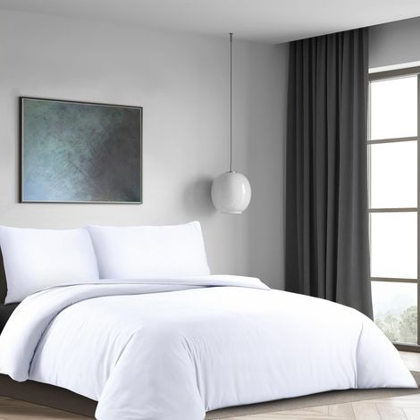 Parure de lit - Housse de couette et taie d'oreiller - En tissu doux - Infroissable - Avec housse de couette et taie d'oreiller - Blanc - 200 x 200 + 80 x (1/5)