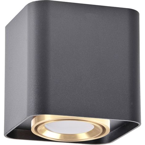 Spot plafond carré orientable noir/or 1xGU10 XENO Polux (1/5)