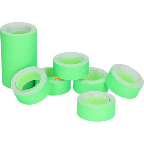 Étiquettes de prix fluorescentes vertes MX5500, papier pour étiqueteuse 21x12mm, pack de 3 rouleaux (15000 étiquettes), étiquettes de rayon supermarché, format mono-ligne. (1/5)