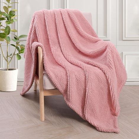 Plaid Couverture Polaire 150x200cm, Plaid Canape Jeté de Canapé, Couverture Canape Lit Microfibre Confortable Chaud et Doux, Rose (1/5)