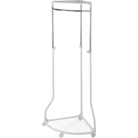 WENKO 4364700100 Ingresso Indipendente con scarpiera, Appendiabiti ad Angolo Regolabile, Bianco/Cromato, Portata Fino a 50 kg, 27,6 x 44-166,1 x 55,1 cm, Metallo, Argento, 166 x 55 x 70 cm (1/5)