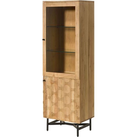 Vetrina Acacia naturale Laccato 60x40x180 cm montato parzialmente LONDON 115 (1/4)