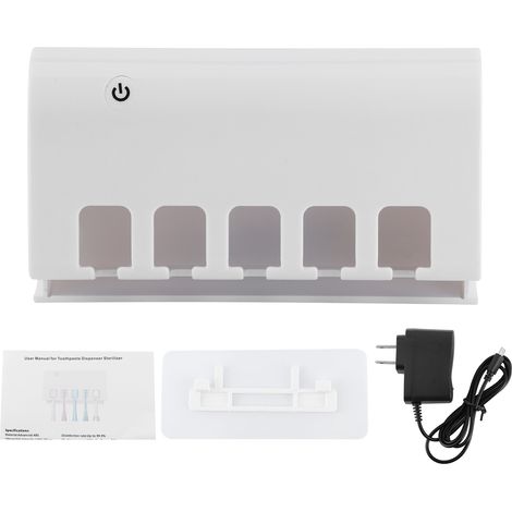 Support mural universel 5 trous pour brosse à dents, stérilisation UV, charge électrique 110-240V, prise américaine (1/5)